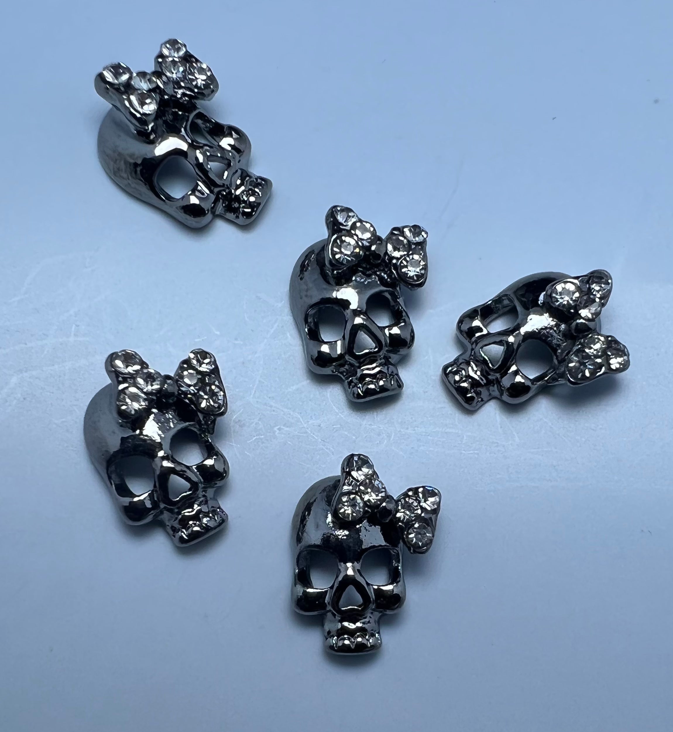 Dark Silver Bow Skull Charm