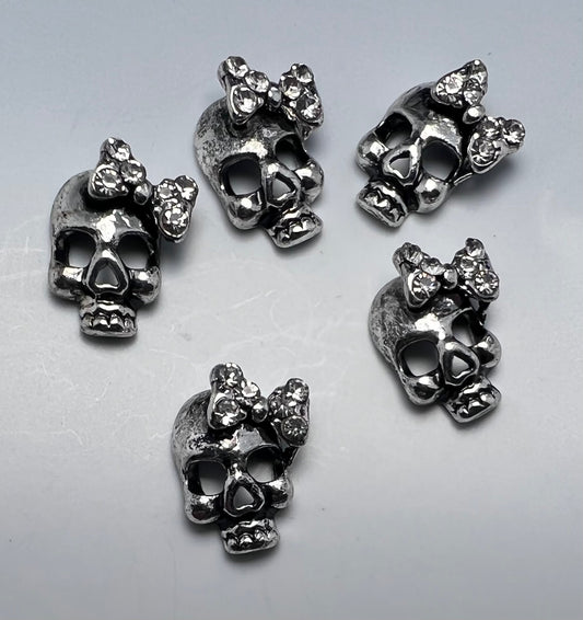 Dark Silver Crystal Skull Charm