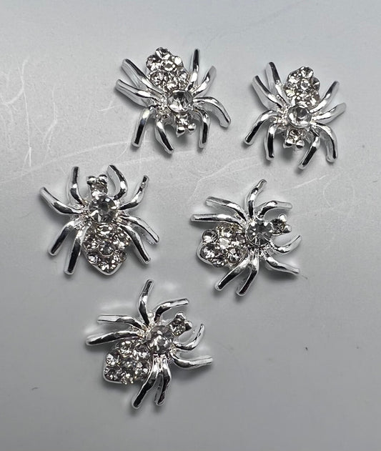 Silver Crystal Spider Charm