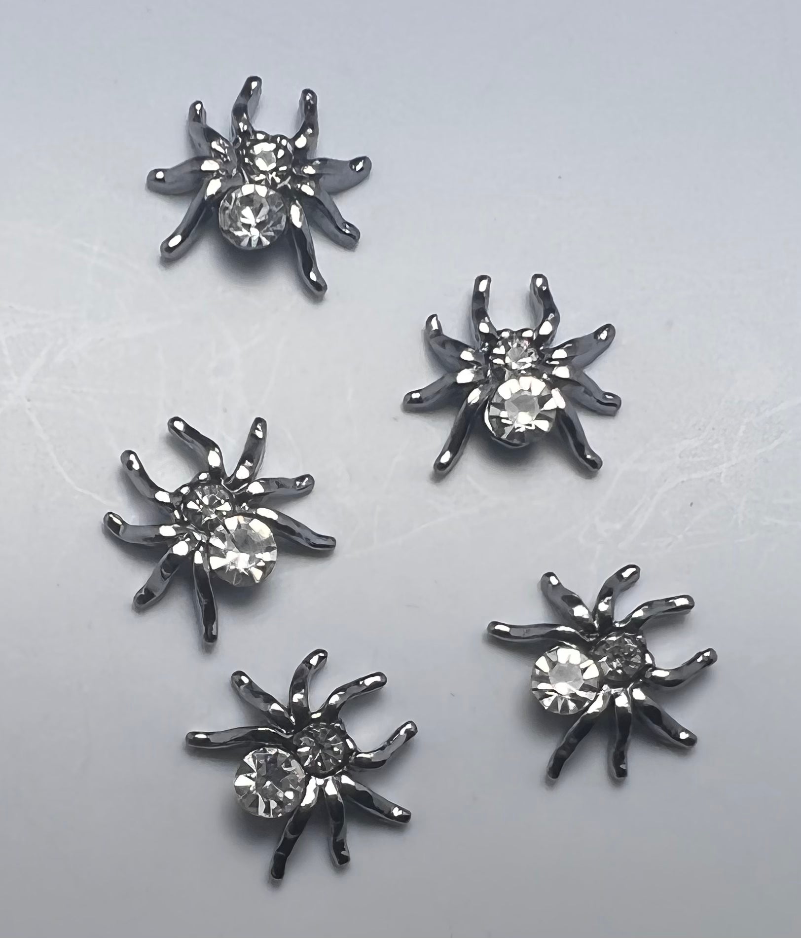 Silver Crystal Spider Charm